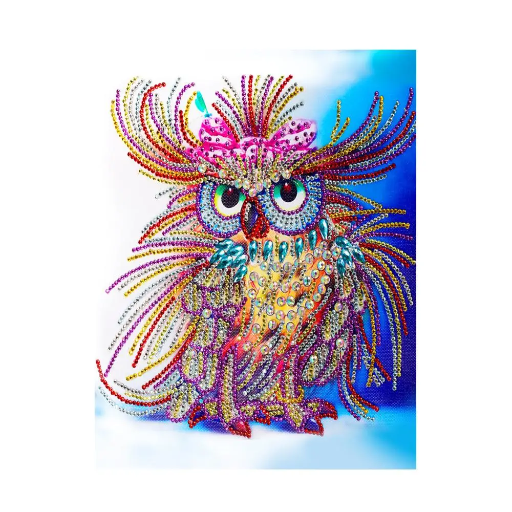 diamond embroidery circle special shape cartoon painting beautiful owl guard rhinestone crystal home decoration | Дом и сад