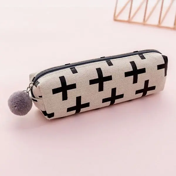 White Cross Чехол для карандашей, Одноцветный, Estuche Escolar, большая емкость, Etui Pennen Box Trousse Scolaire Stylo, чехол для карандашей, в полоску, Холщовый, с двойной молнией - Color: White Cross