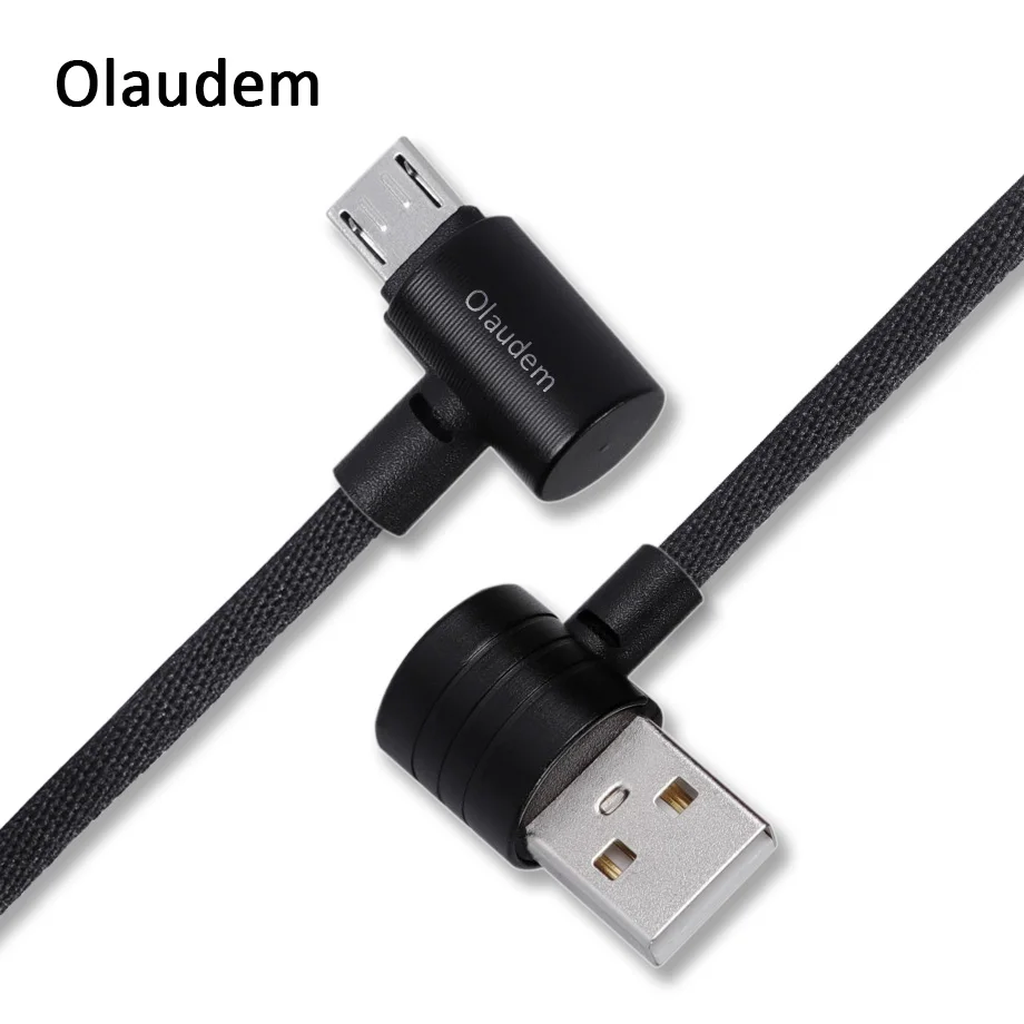 Olaudem USB Micro быстрая зарядка 90 градусов нейлоновый плетеный кабель для samsung Зарядка