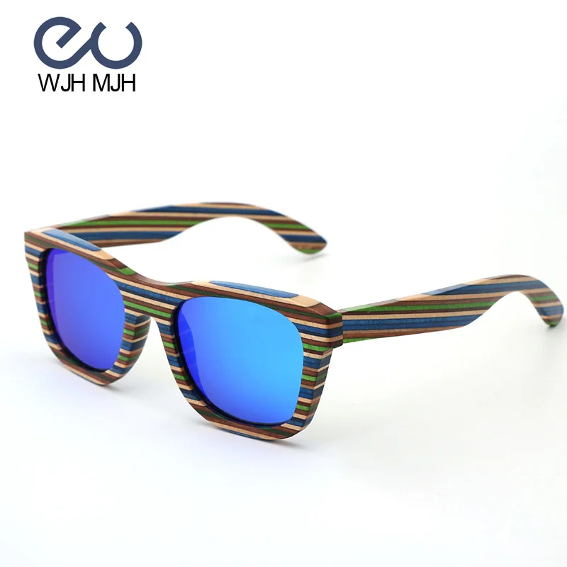 Мужские и женские деревянные цветные бамбуковые солнцезащитные очки Винтажные