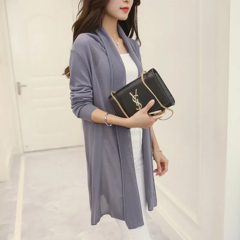 2021 spring summer air conditioning shirt women's medium-long long-sleeve loose sweater female cardigan thin outerwear OH100 |