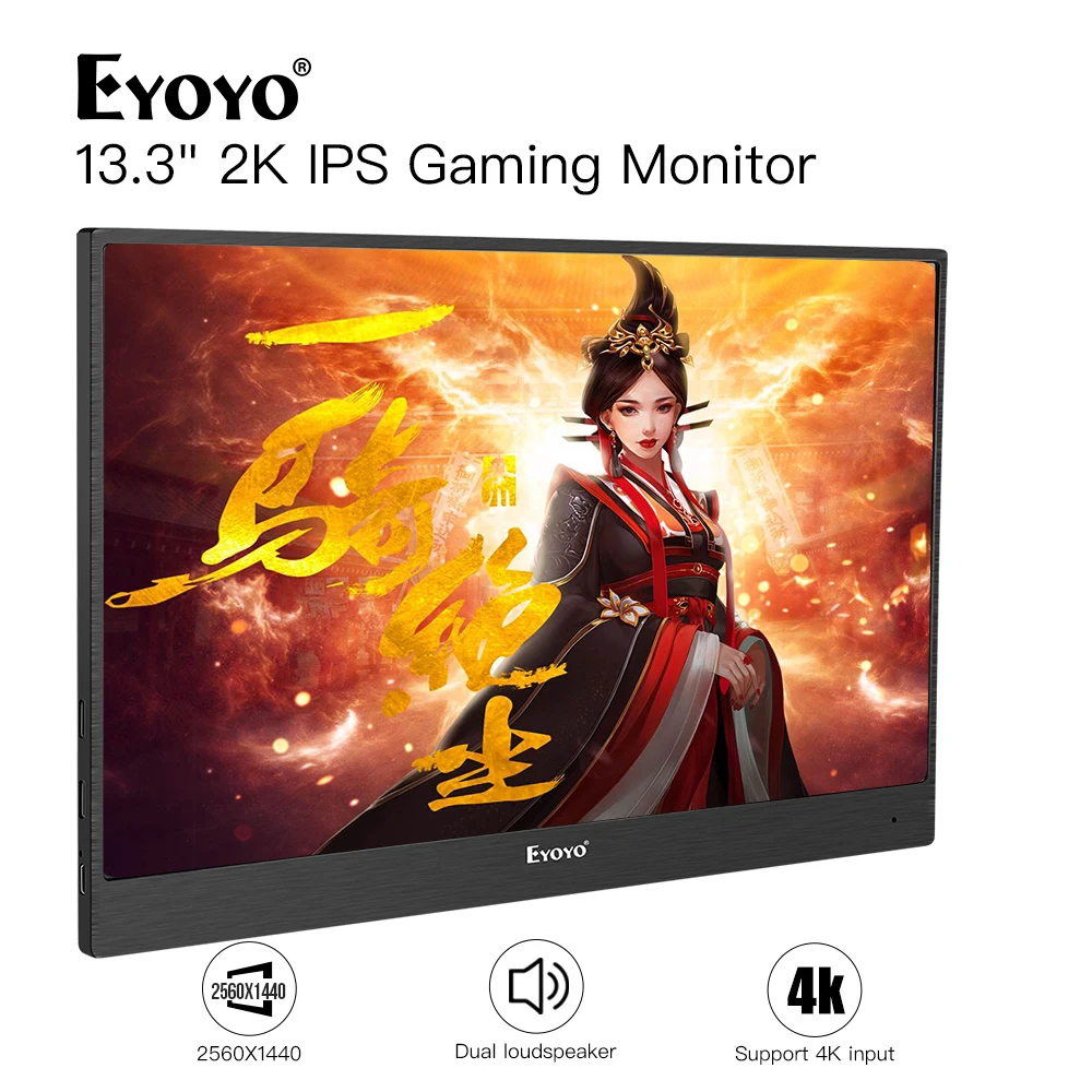 Raspber EM13J 13.3" 2540x1440 Portable PC Gaming Monitor IPS Game with 4K HDMI Input for Switch Raspberry Leather Stand | Компьютеры и