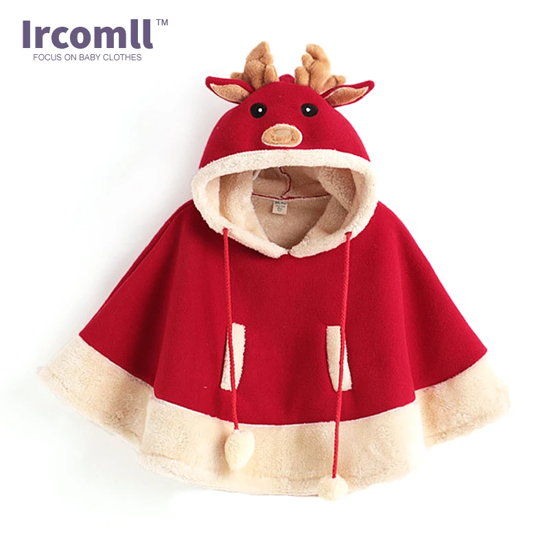 

lrcomll 2017 New High Quality Children Christmas Deer Girls Cloak Child Outwear Girl Cape Winter Thick Coat Jacket babyClothes