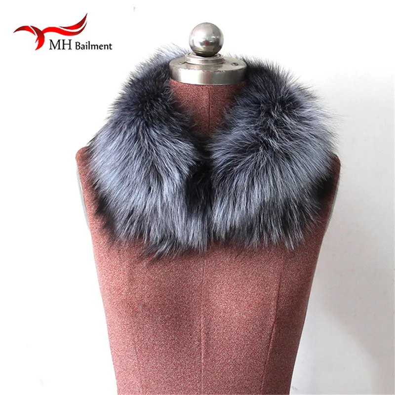 Новинка женский воротник из натурального Лисьего меха MH квадратный серебристого