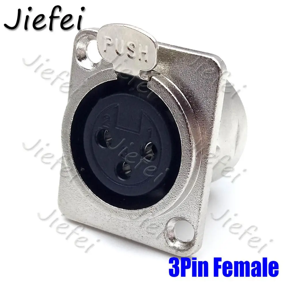 3Pin female 6 шт. 3Pin 4Pin 5Pin XLR разъем Женский или Мужской Разъем панель монтируется тип шасси квадратной формы металлический корпус - Цвет: 3Pin female