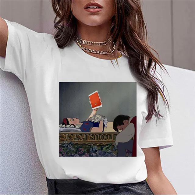 New Female T Shirt Dark Snow White Harajuku T Shirt Women Vintage Aesthetic T-shirt Korean Style Graphic Top Tees - Цвет: 1031
