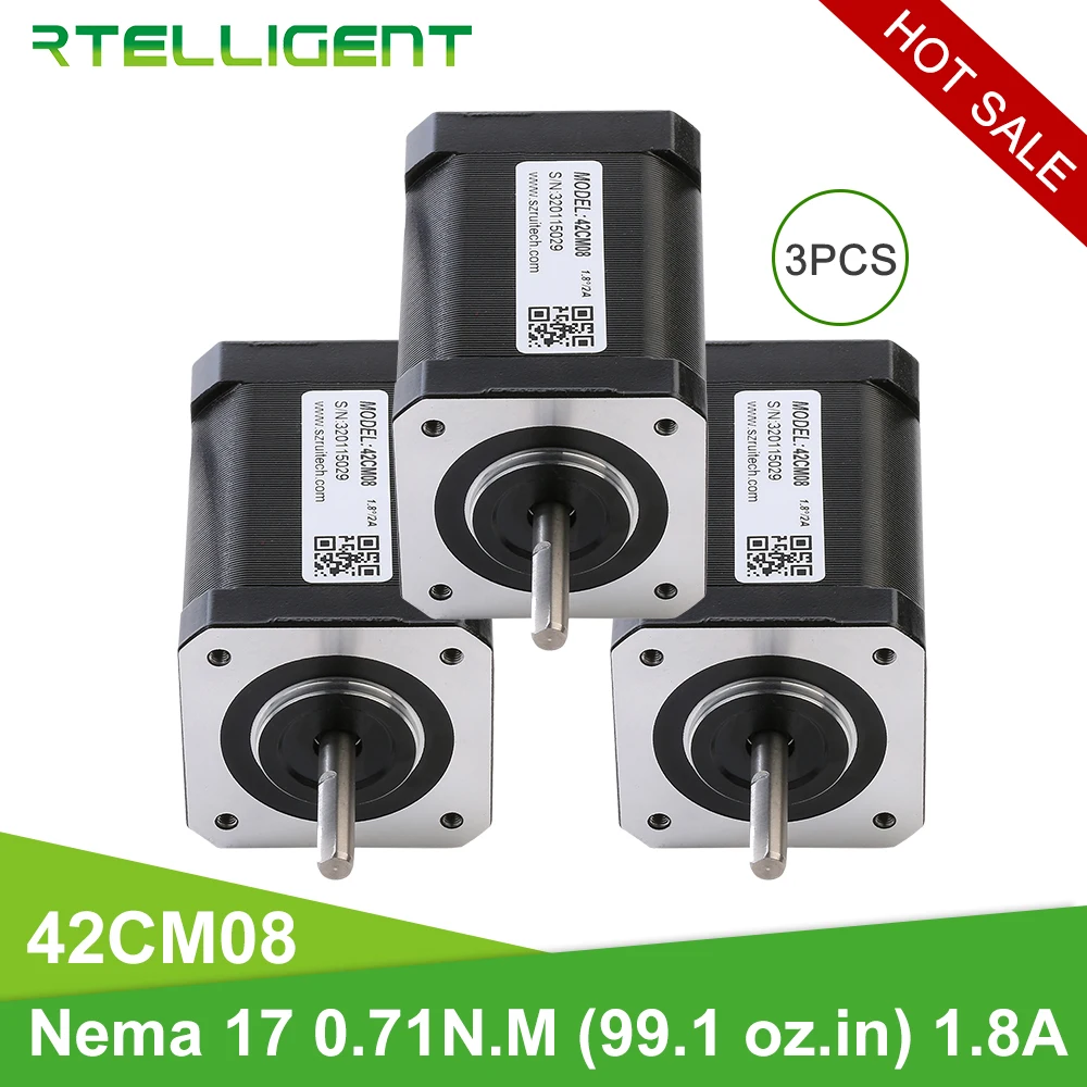 

Rtelligent Name 17 Stepper motor 0.71N.M 60mm 3PCS Nema 17 Stepping motor with 30cm wire for 3D printer CNC machine