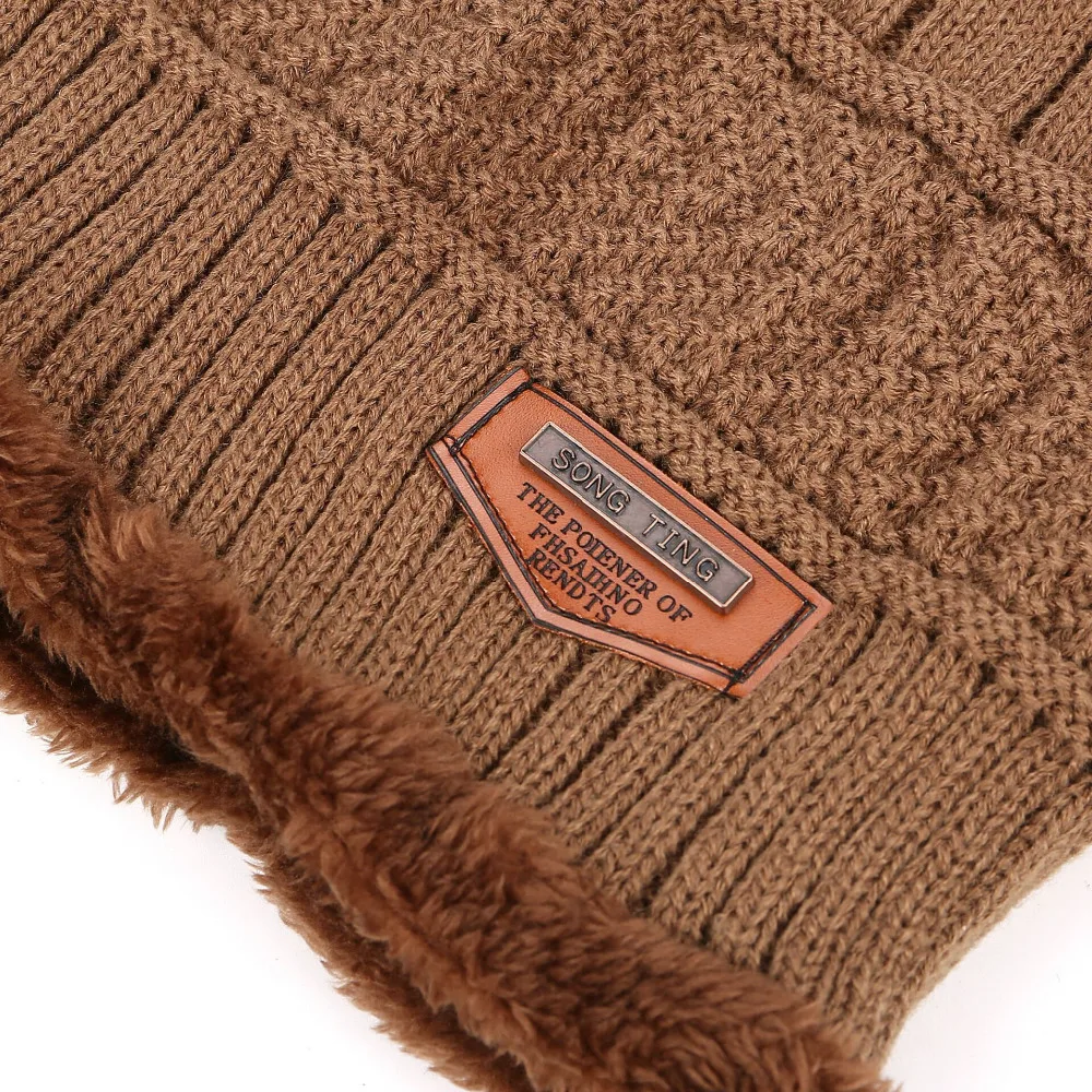 Зимняя шапка грелка для шеи вязанная искусственная шерстяная подкладка Толстая