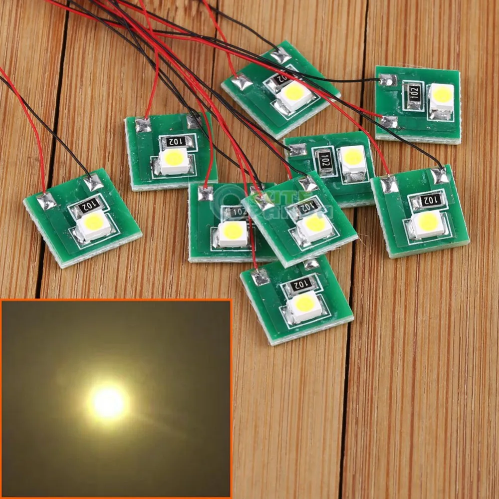 DD00WM 10 шт Предварительно проводной теплый белый SMD 3528 Светодиодный светильник 12V~ 18V