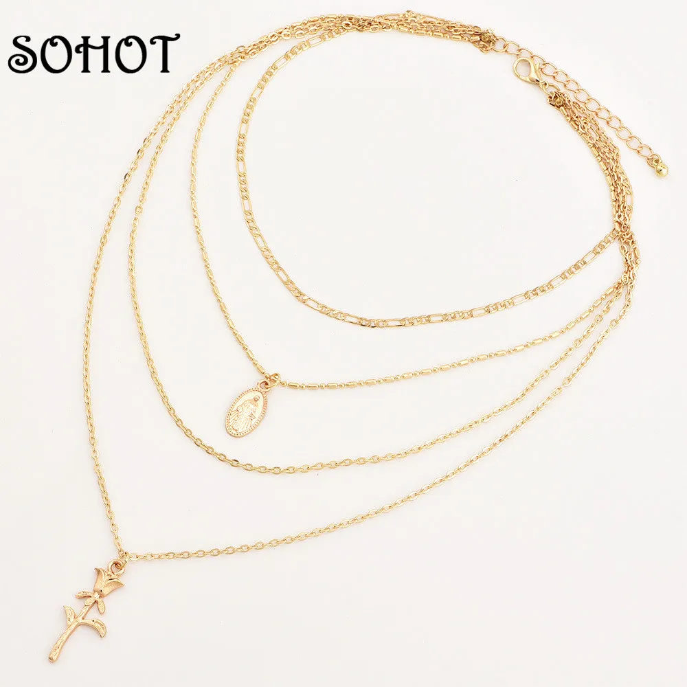 SOHOT классический стиль религиозные Подвесные Ожерелья модные многослойные