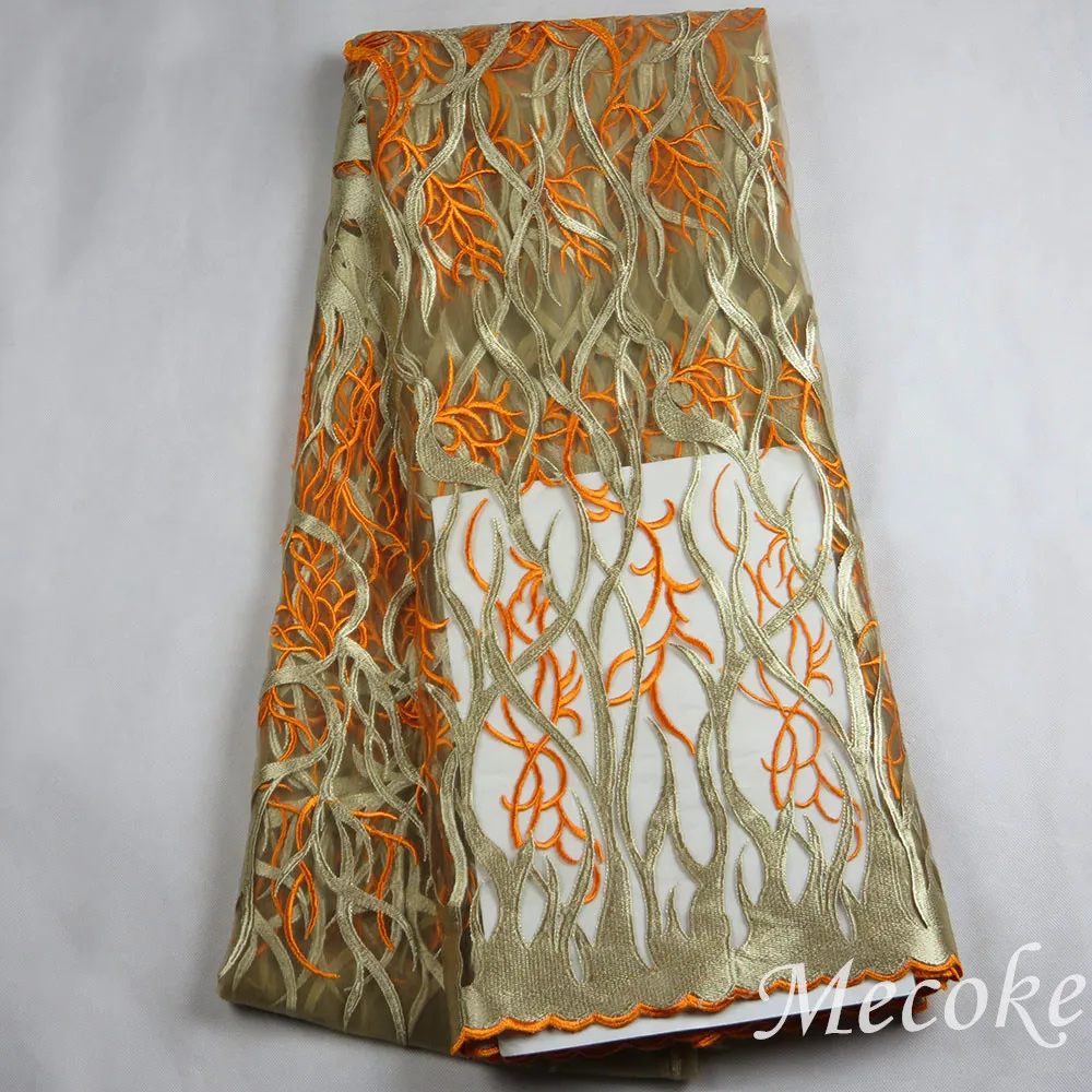 Лидер продаж 2017 Африканский нигерийский гипюр швейцарская вуаль кружево желтый