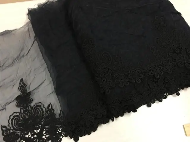 Черная органза Водорастворимая Вышивка Кружева DIY аксессуары ручной работы ширина 35 см