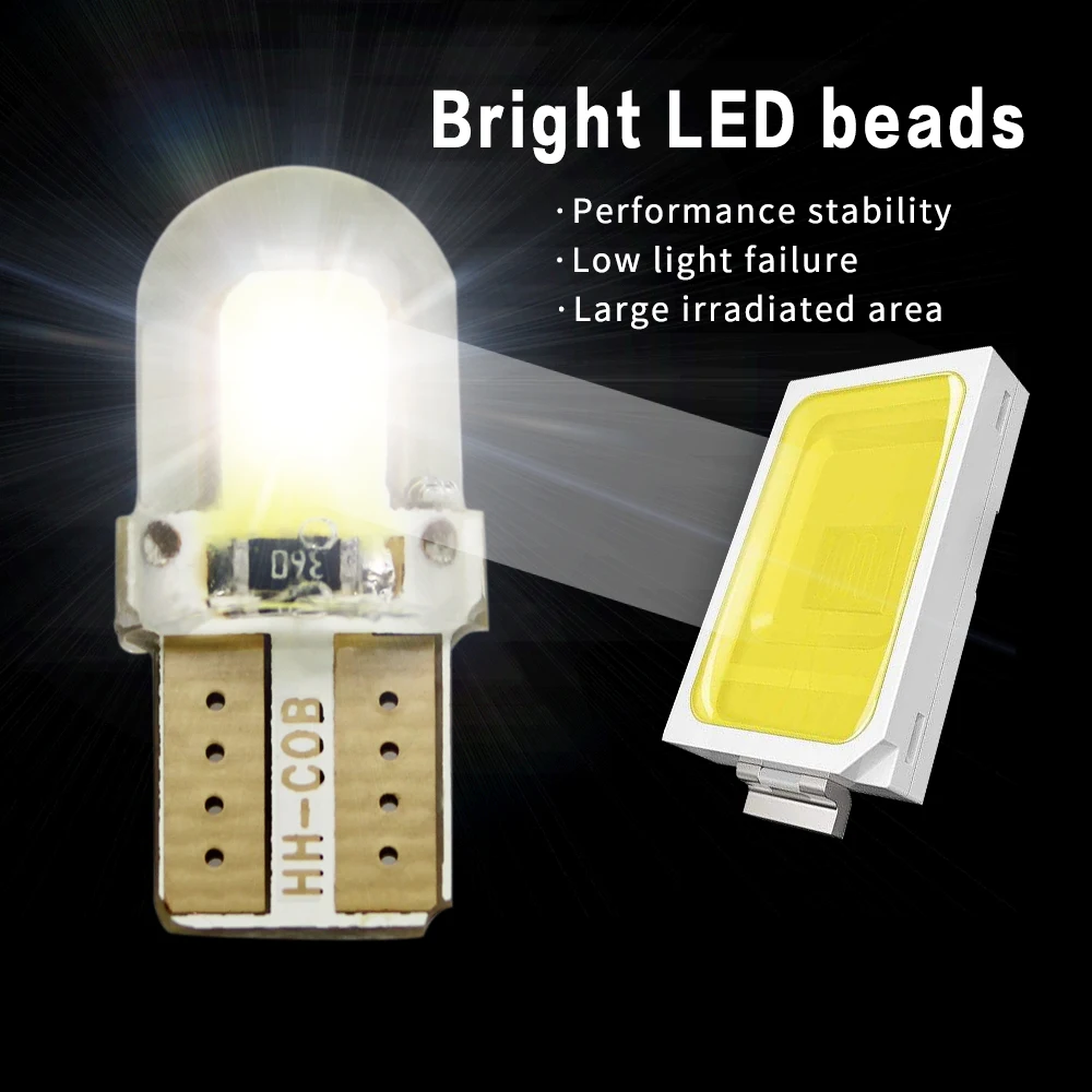 10Pcs 12V High Quality Auto t10 led w5w car lamp bulb 1w White 194 168 Car COB Super Bright trunk lights Turn Signal Light | Автомобили и