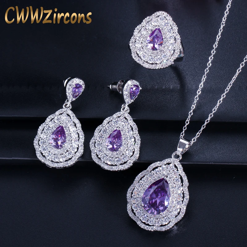 Серьги и ожерелье в виде ослепительной груши|3 piece jewelry sets|earrings and necklacefashion set |