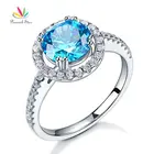 Павлин звезда Твердые 925 пробы серебряные свадебные обещания помолвка Halo Кольцо 2 карат Аква синий ювелирные изделия CFR8200
