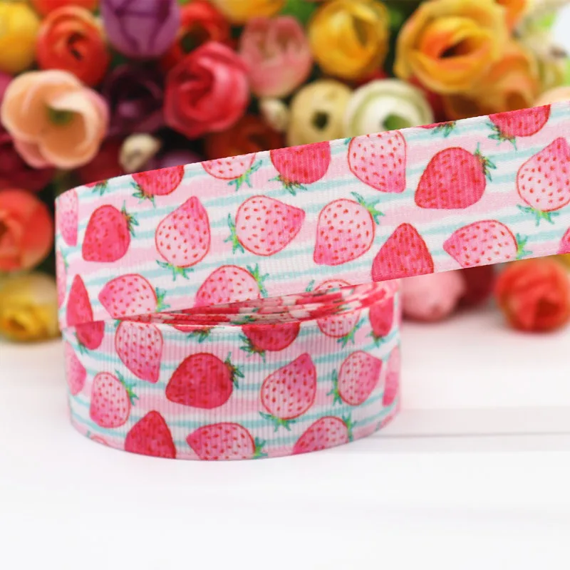 10 ярдов Grosgrain лента клубника торт печатная 1 &quot25 мм пробки для бутылок DIY ремесла