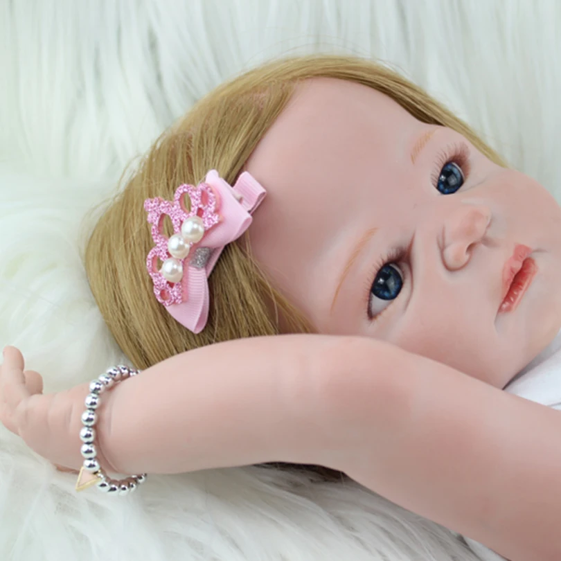 

Baby Doll Imported Blonde Reality Hair Reborn Lifelike Soft lovely Gifts Toys For Baby Girls House Early Education Newborn Dolls
