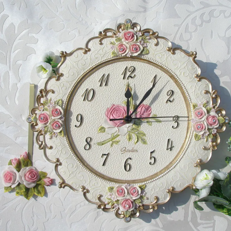 2017 настенные часы Meijswxj Saat в виде роз обои из смолы|rose clock|wall clockresin clock |