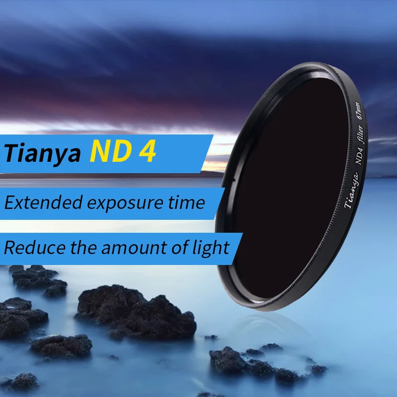 Фильтр tianya ND4 стеклянный фильтр 67 77 мм ND0.6 нейтральная плотность ND 37 40 5 46 49 52 58 62 72 82