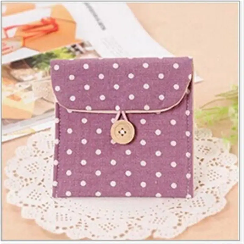 

1Pc Cute Small Polka Dot Organizer Storage Purse Case Female Hygiene Sanitary Napkins Package Cotton Storage Bag