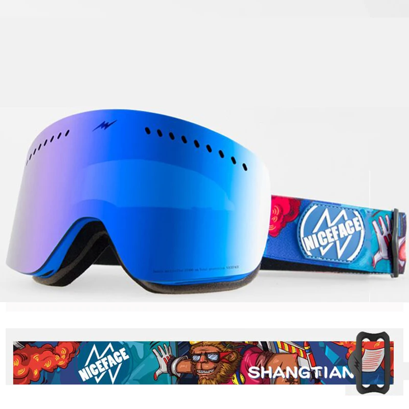 Новые лыжные очки двойные UV400 Анти туман большой личностный узор Лыжная маска для