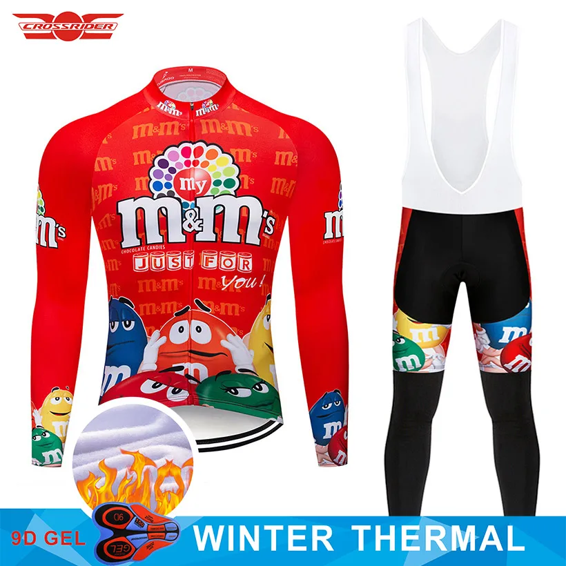 Jersey and bib pan Забавная зимняя одежда для велоспорта 9D брюки набор MTB Джерси Ropa Ciclismo Теплая Флисовая одежда для велоспорта Мужская одежда для велоспорта - Цвет: Jersey and bib pan