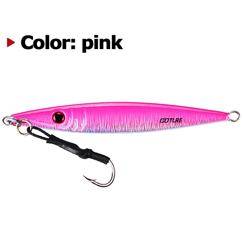 pink Goture 80g 100g 150g 200g 300g медленное движение, дергающаяся приманка, металлическая блесна, приманка, ведущая рыбу морской окунь рыболовные приманки жесткая искусственная приманка - Цвет: pink