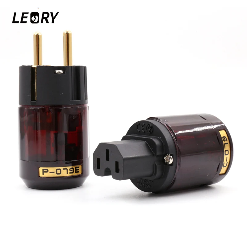 LEORY позолоченный C 07P IEC аудио разъем P 079e ЕС питания HiFi латунь Ac шнур Вилки для