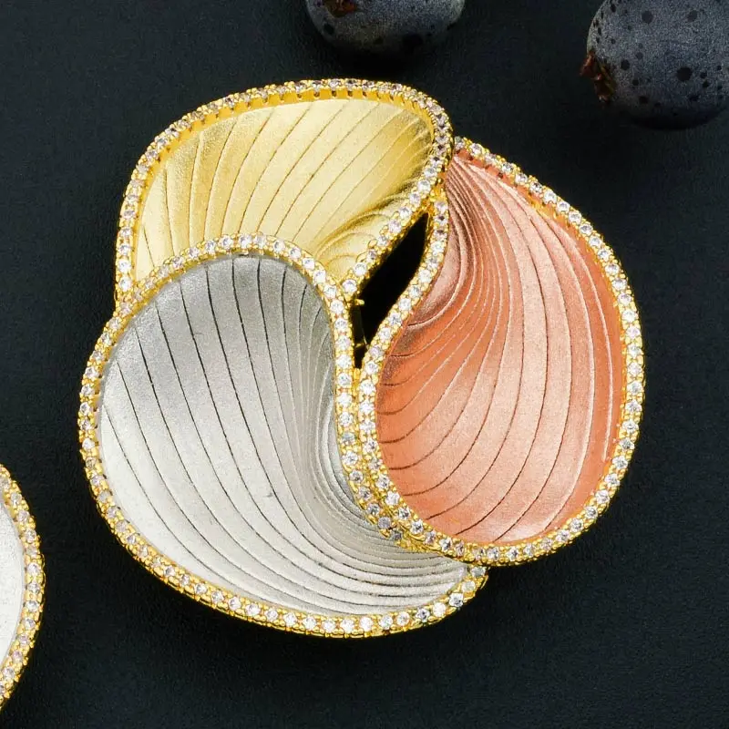 ModemAngel Роскошные вращающиеся модные серьги с цветком медные три тона цветные