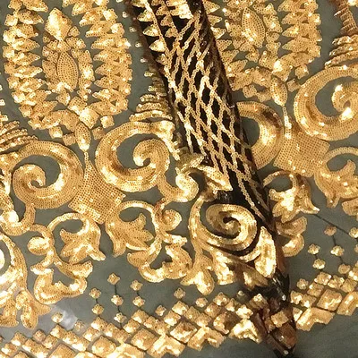 Gold black mesh 6 цветов красный, белый, черный, золотой, шампань, черные золотые блестки, кружева ткани! Качественное свадебное кружевное платье в европейском стиле - Цвет: Gold black mesh