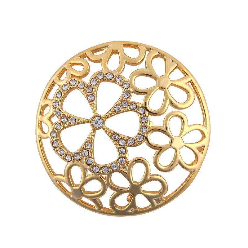 Somsoar Jewelry Hot Sale 3D Gold Coin Disc with crystal fit thin coin holder frame pendant 1pcs sale | Украшения и аксессуары