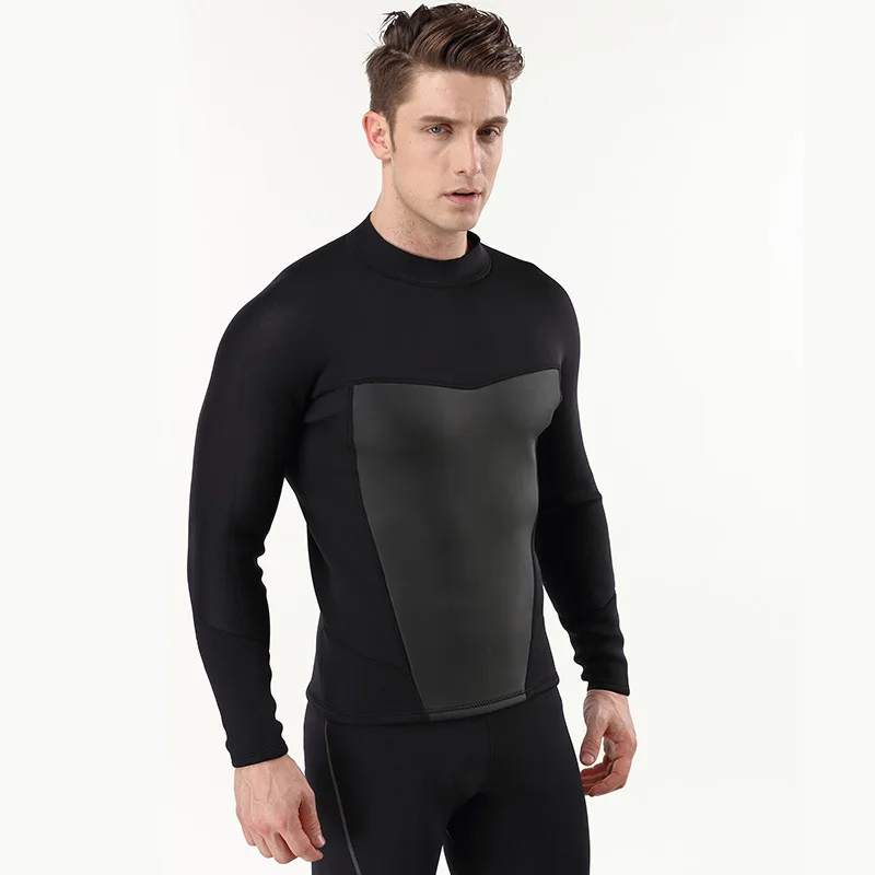 

One piece 3MM neoprene pure black men's diving jacket cold and warm diving jacket men's Jacket for diving