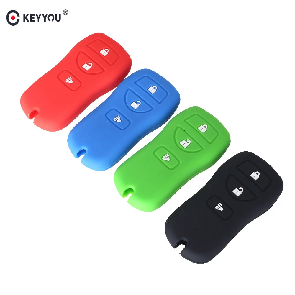 

KEYYOU Remote Key Shell Silicone Rubber Fob Case 3 Buttons For Nissan Armada Xterra Pathfinder Frontier Quest Titan Murano Key