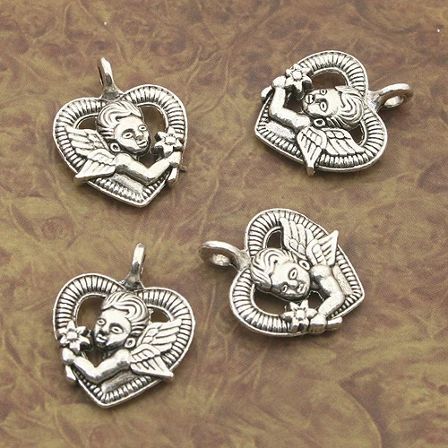 

10pcs Tibetan Silver angel in heart charm pendants X0040