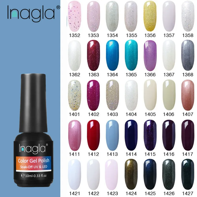 

Inagla UV Nail Gel Polish COLOR gellak For Manicure 10ML UV Gel Nail Polish Pure Color Long Lasting LED Lamp Varnish Gel Lacquer