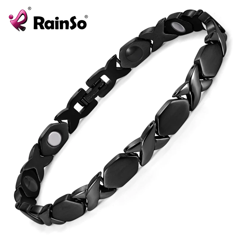Rainso Новый Черный Titanium 4 Браслеты из элементов для Для женщин Элегантный