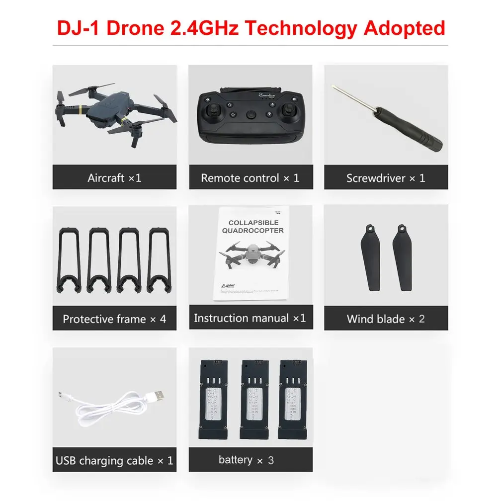 DJ-1 складной Радиоуправляемый Дрон 2.0MP широкоугольная камера удержание высоты Безголовый режим RC Квадрокоптер аэрофотокамера с 3 батареями