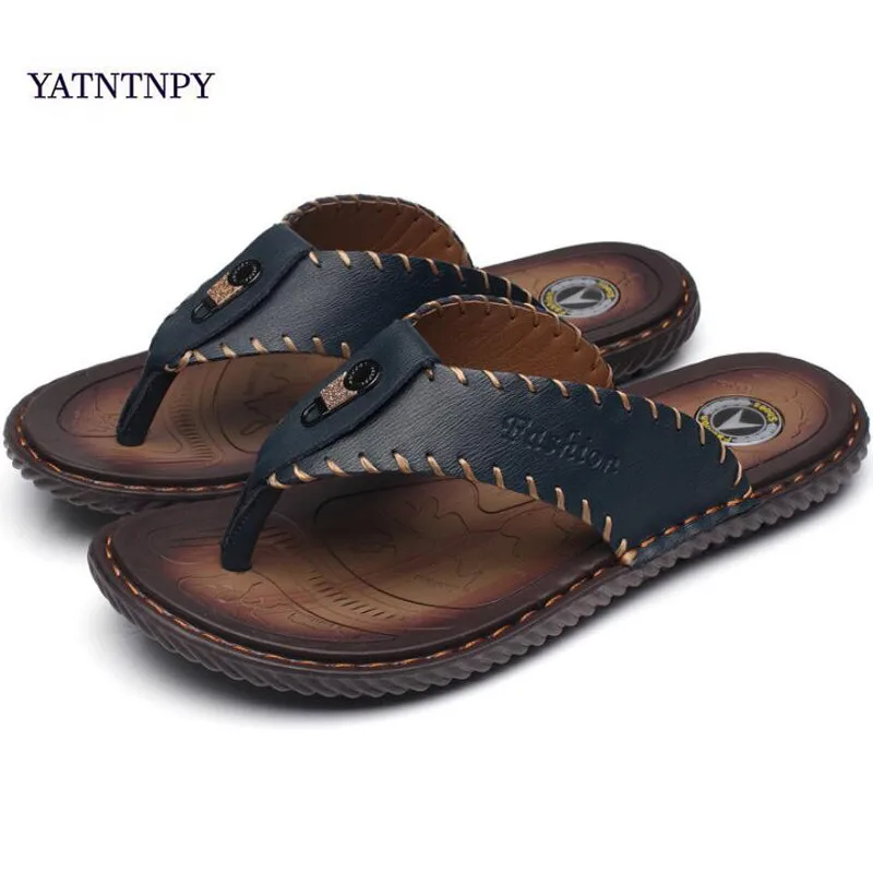 YATNTNPY/Новое поступление мужские сандалии летние Вьетнамки пляжные высокого