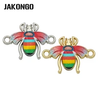 5pcs silver gold plated colorful enamel bee charm connectors for making bracelet diy jewelry craft accessories 2216mm