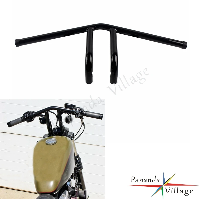 

Black Motorcycle 1" 25mm Retro 6" Rise Handlebars Custom Handle Bar For Harley Chopper Bobber Sportster