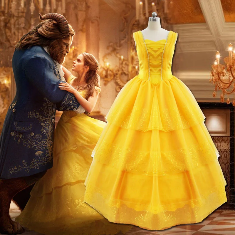 2019 Princess Belle Beauty And the Beast Adult Fairytale Long Gown Costume PLUS SIZE With Petticoat |