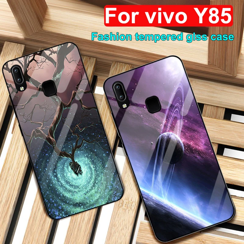 Чехол для vivo Y85 закаленное стекло со звёздным небом и тонкий Твердый чехол из ТПУ