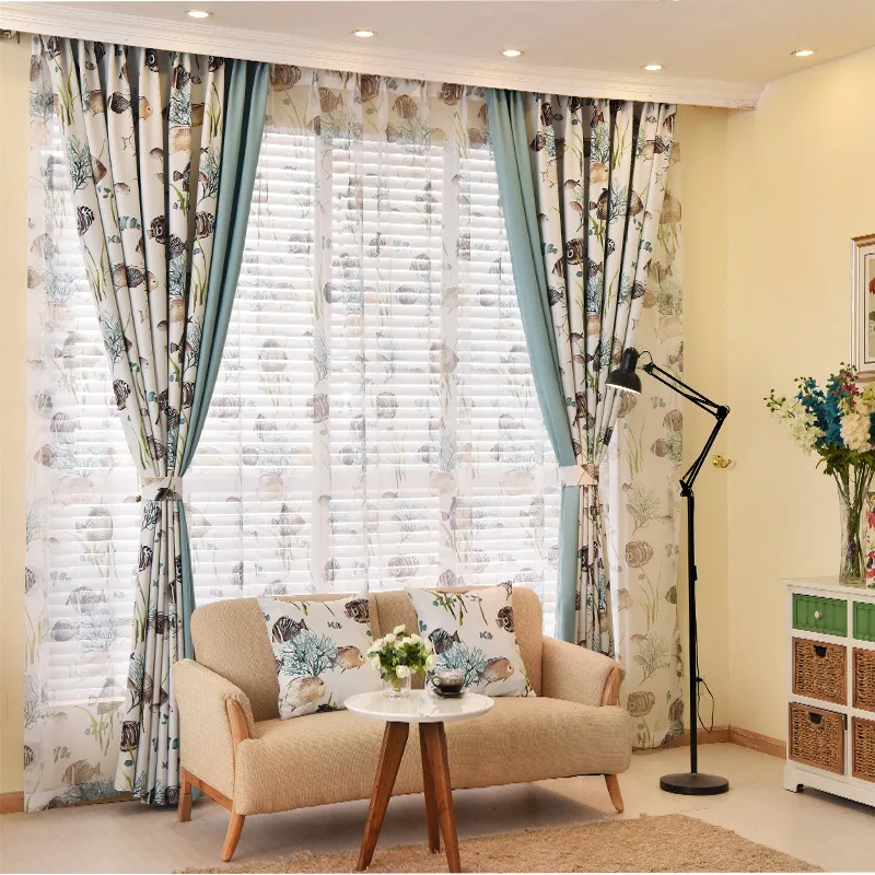 Милые занавески с рыбами в средиземноморском стиле современные роскошные для