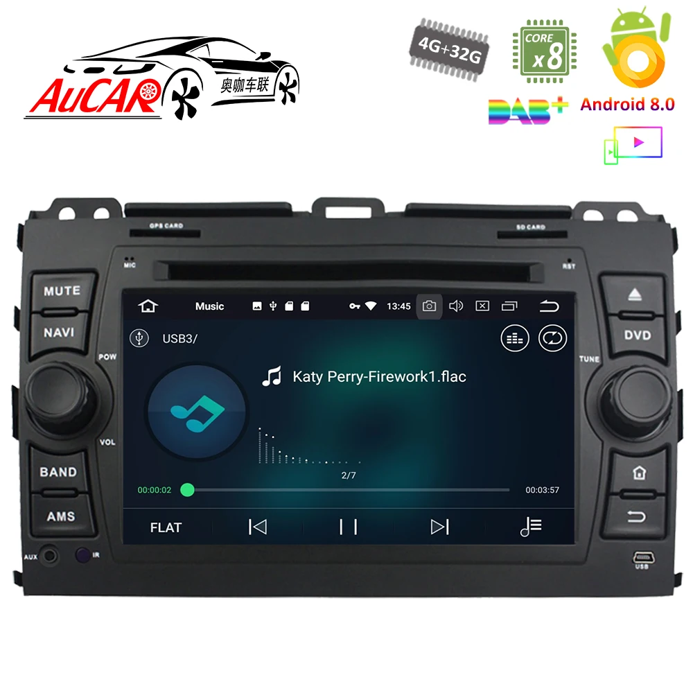 Android 8 0 7 &quotавтомобильный dvd плеер для Toyota Prado 120 Land Cruiser 2002 2009 автомобильный аудио