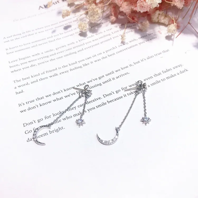 2018 Hot New Statement Luxury Earrings Fashion Jewelry Full Rhinestone Moon Long Chain Tassel Pendientes Brincos Gifts | Украшения и