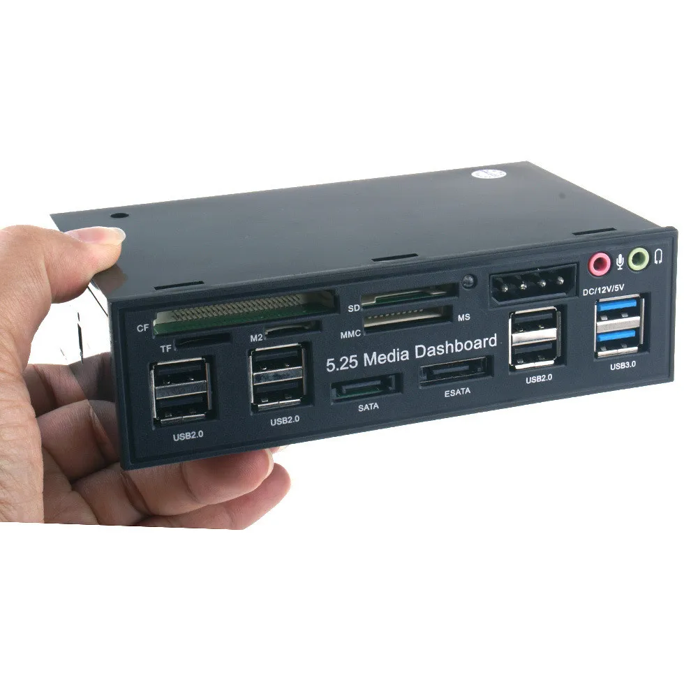 Компьютерный внешний кард ридер 5 25 дюймов USB3.0 drive bay SD TF SATA USB hub аудио Передняя