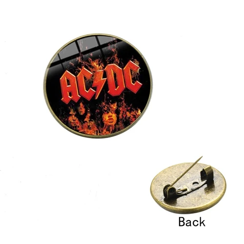 Style 1 SONGDA AC/DC поп-рок-группа Брошь Мода жесткий рок-музыка логотип ACDC ручной работы стекло кристалл купол значки на лацкан, Металлическая Эмблема для фанатов подарок - Окраска металла: Style 1