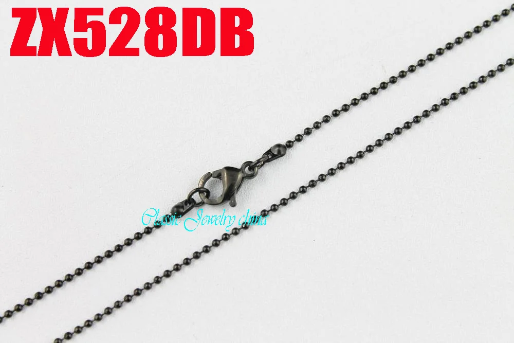 Черная шариковая цепь 1 2 мм с застежкой лобстером ожерелье из нержавеющей стали