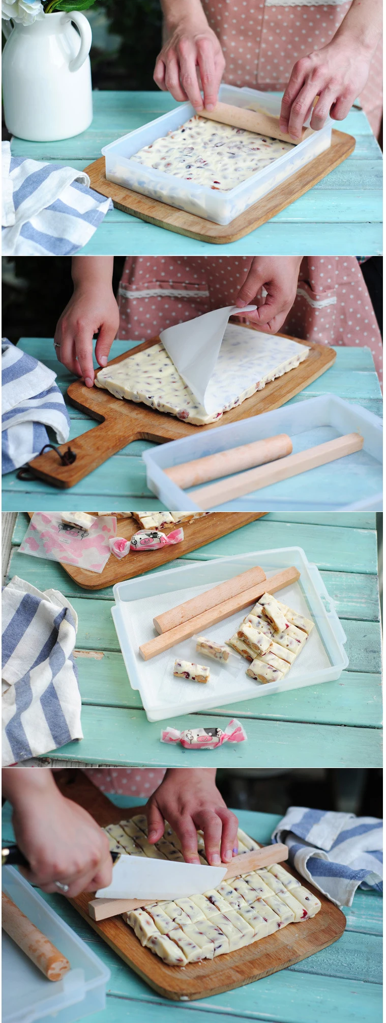 4 шт./компл. DIY ручной работы с нугой и силиконовая форма с антипригарным покрытием коврик деревянная плоская ролл Nougat шоколадная форма Rooling шпильки формы для выпечки Инструменты