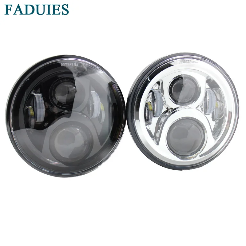 FADUIES 1Psc черный/хром 7 дюймов Круглый Высокий/Низкий светодиодный передний фонарь для мотоцикла Honda CB400 CB500 CB1300 светодиодный налобный фонарь